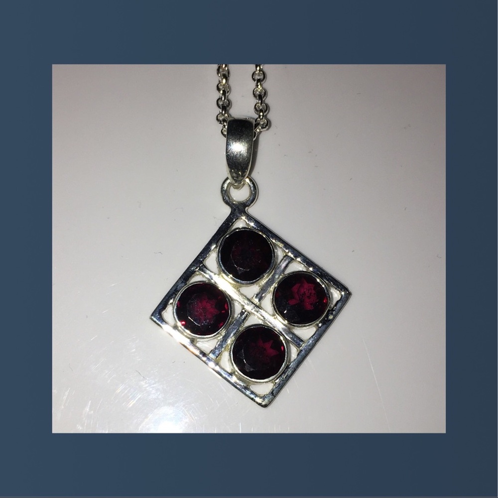 Gorgeous Garnet Sterling Pendant w/Sterling Chain